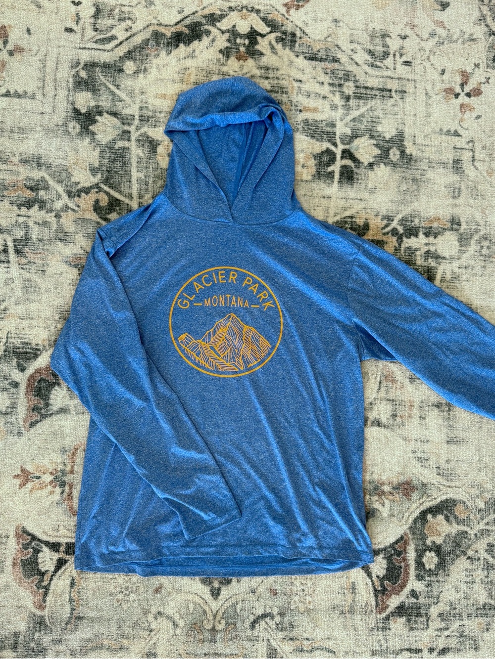 Glacier National Park Sun Shirt | Lightweight Hooded Hiking Top | Men’s Large